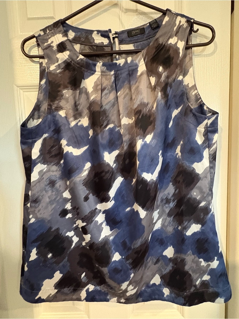 Esprit Blue, Gray and White Abstract Print Sleeveless Top